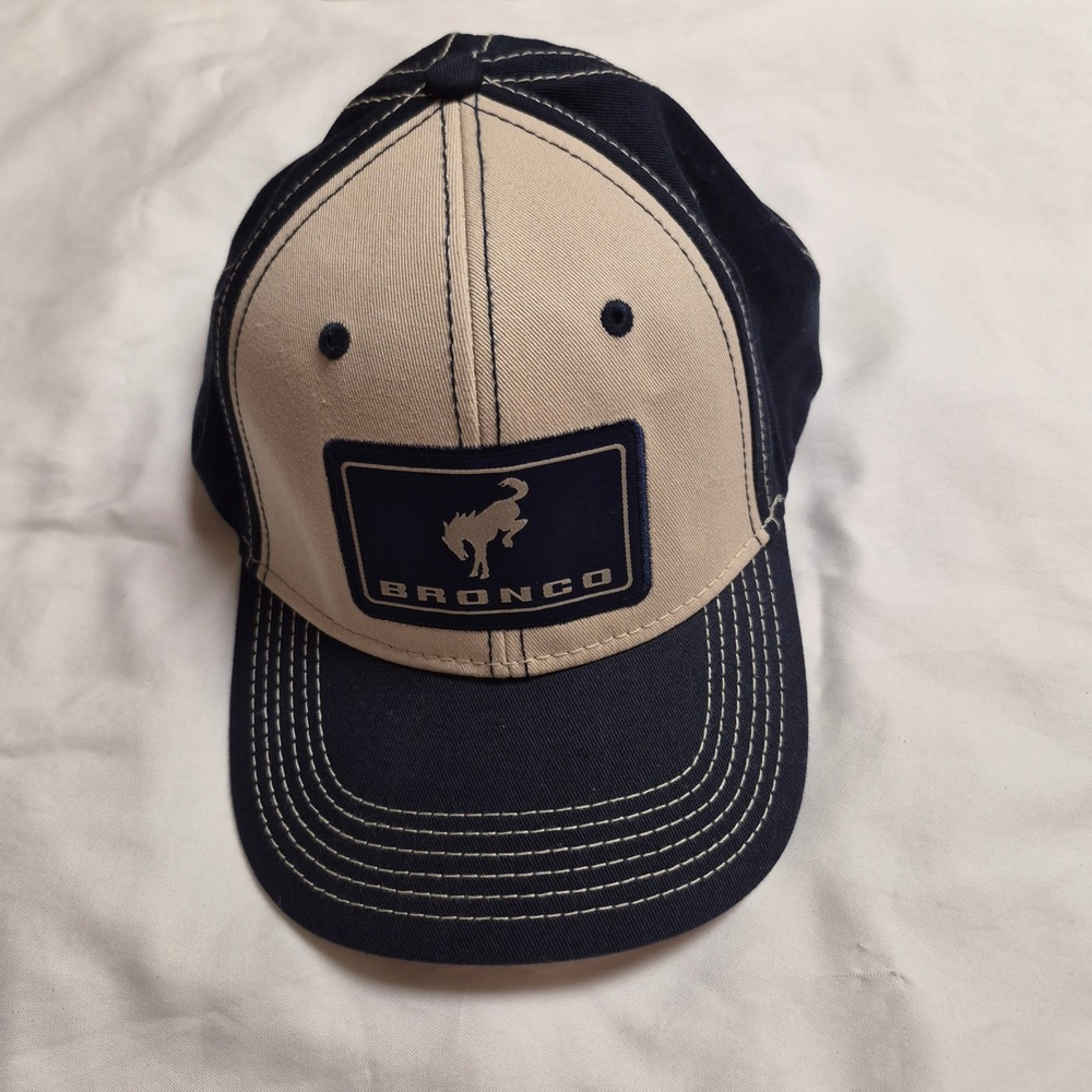 Ford Bronco H3 Headwear Snapback Hat Navy Tan Two Tone Adjustable Trucker Cap